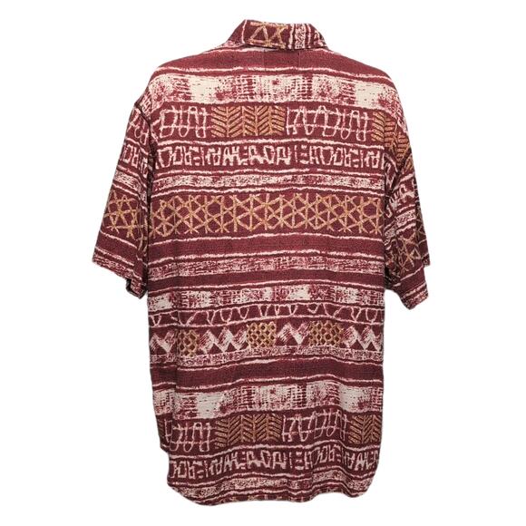 VTG The Territory Ahead Camp Shirt Mens XL hi Rust Tan Geometric Print Button Up - Picture 3 of 14